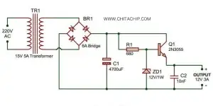 مدار داخلی ماژول منبع تغذیه 220v AC به DC 12v 3 آمپر